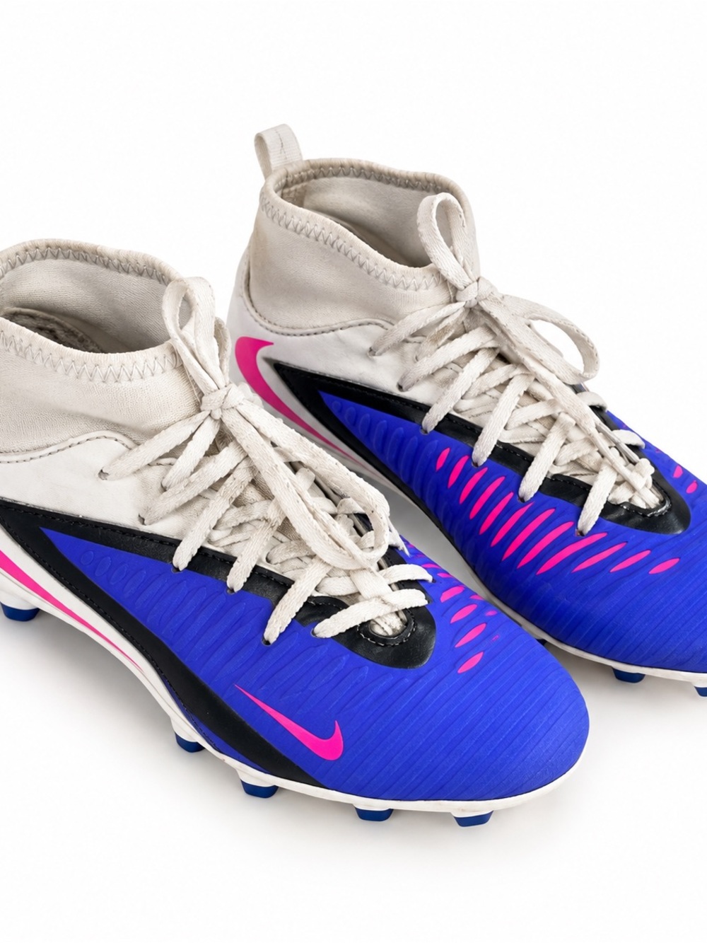 Nike Phantom 6 High Club Soccer Cleats Blue Pink White 3.5Y